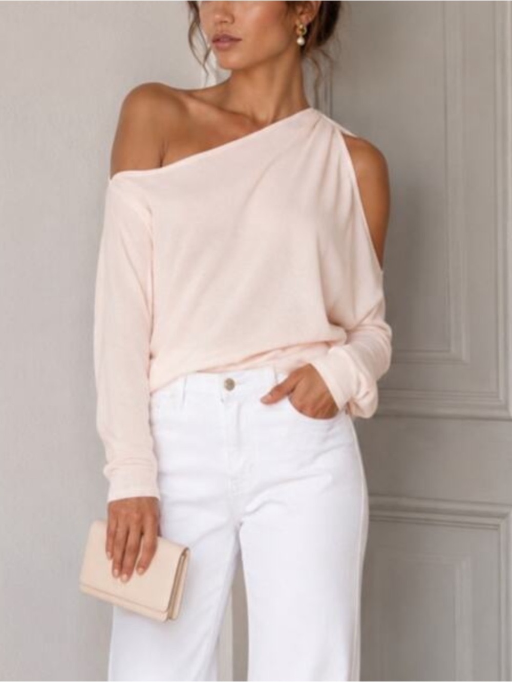 Dion Lee Falling Knit Sweater Pink Merino Wool One Shoulder Cutout US 4
